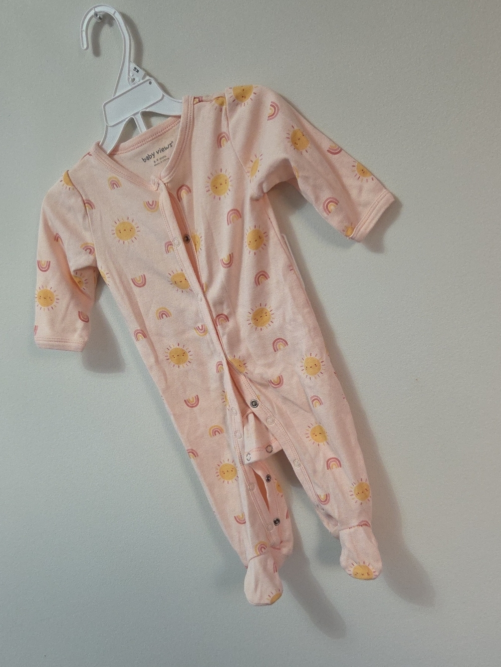 Pink Sun & Rainbow Footed One-Piece